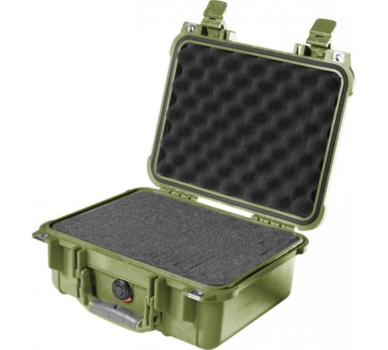 Защитный кейс Pelican 1400 зеленый с поропластом 1400-000-130E