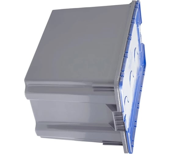Ящик полимерный Тара.ру 600x400x315 Safe PRO гл. дно/сплошной серый с синей крышкой 33150