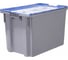 Ящик полимерный Тара.ру 600x400x415 Safe PRO гл. дно/сплошной серый с синей крышкой 33154 1