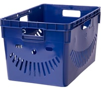 Ящик Тара.ру п/э, 600x400x340 перфорированный, стенки с отверстиями для пакетов, синий 10835