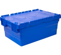 Ящик Sembol Plastik п/э 600х400х250 сплошной синий с крышкой 17632