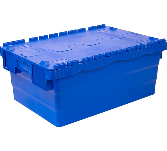 Ящик Sembol Plastik п/э 600х400х250 сплошной синий с крышкой 17632 1