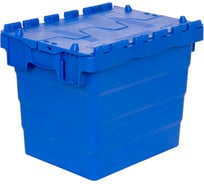 Ящик Sembol Plastik п/э 300х400х320 сплошной синий с крышкой 15499