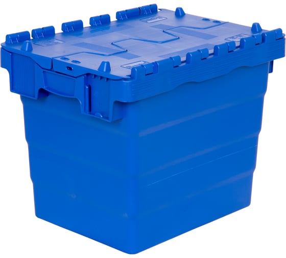 Ящик Sembol Plastik п/э 300х400х320 сплошной синий с крышкой 15499