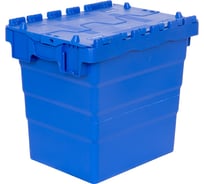 Ящик Sembol Plastik п/э 400x300x356 сплошной синий с крышкой 21821