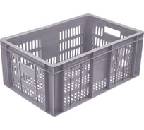 Ящик полимерный Тара.ру 600x400x250 с перфорацией цв. серый 33246
