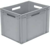 Ящик п/п Тара.ру 400х300х290 сплошной, с ручками, гладкое дно, серый B-4328 10173