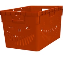 Ящик Тара.ру п/э, 600x400x340, перфорированный, стенки с отверстиями для пакетов, оранжевый 10842
