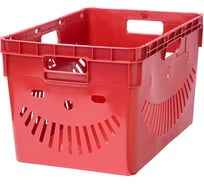 Ящик Тара.ру п/э, 600x400x340, перфорированный, стенки с отверстиями для пакетов, красный 06550