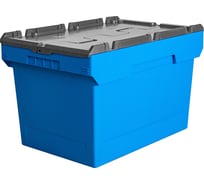 Ящик логистический с несъемной крышкой Пластматика цвет синий 93108033