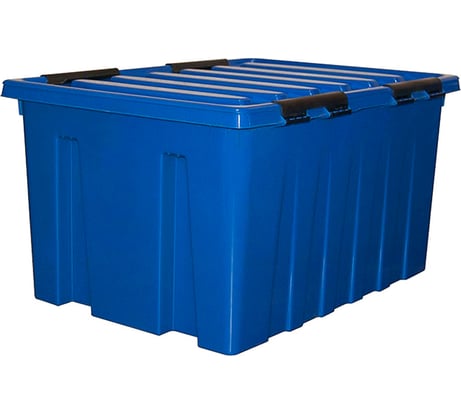 Ящик п/п Rox Box 740х565х415 мм с крышкой и клипсами, 120 л. на роликах, синий 18715