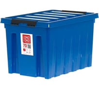 Ящик Rox Box п/п 580х390х350 мм с крышкой и клипсами, на роликах, синий 18713