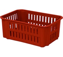 Перфорированный красный ящик для хранения и переноски продуктов Тара.ру п/э 323х223х124 23073