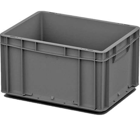Пластиковый ящик (евроконтейнер) Дигрус 600х400х320 мм, серый, с гладким дном EC6432-ЯС/Д