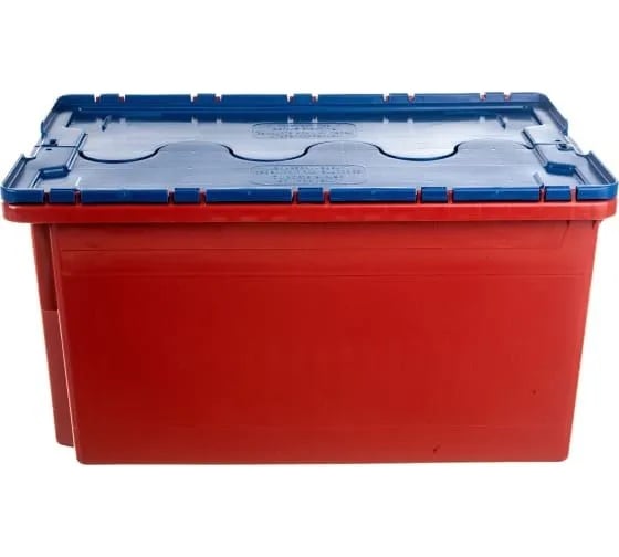 Ящик Тара.ру п/э 600х400х350 сплошной, с синей крышкой, Safe PRO, красный 18662