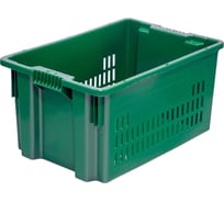 Ящик Тара.ру п/э 600х400х300 дно сплошное, стенки перфорированные, зелёный 05419