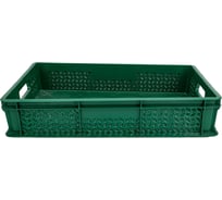 Ящик Тара.ру п/э 600х400х120 перфорированный, с ручками, зелёный 18436