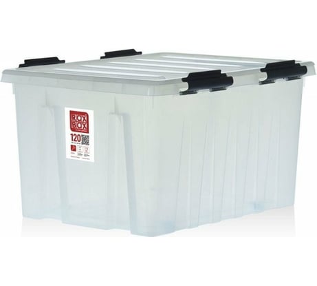Контейнер на роликах с крышкой Rox Box 120 л, прозрачный M-120-00.07