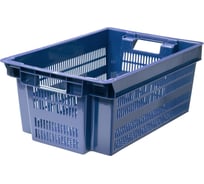Ящик полимерный Тара.ру Север помнит 600x400x250 мм, перфорированный, синий 35587