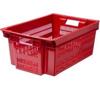 Ящик полимерный Тара.ру Север помнит 600x400x250 мм, перфорированный, красный 35589