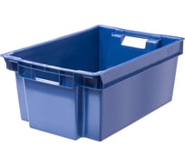 Ящик полимерный Тара.ру Север помнит 600x400x250 мм, сплошной, синий 35594
