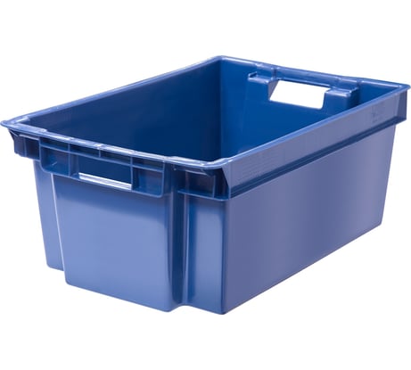 Ящик полимерный Тара.ру Север помнит 600x400x250 мм, сплошной, синий 35594