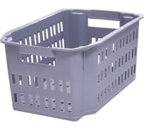 Ящик для хранения и переноски продуктов Тара.ру п/п 535х367х252 перфорированный, серый 23558