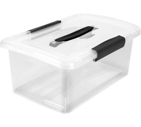 Ящик для хранения Blocker п/п, 370x274x148, 9 л, с крышкой, на клипсах, с ручкой, цвет прозрачный кристалл 36203