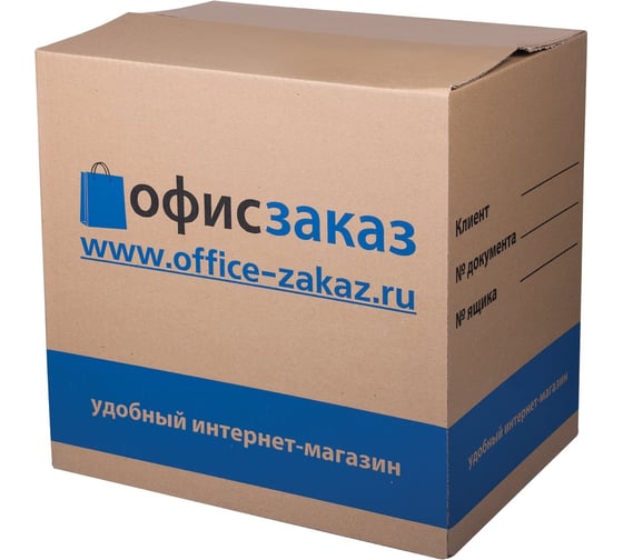 Гофроящик с логотипом ОФИСМАГ д370Хш270Хв370 мм, марка Т22, профиль В, ОФИС-ЗАКАЗ малый 501386 1