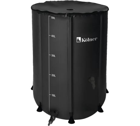 Бочка для воды KOLNER KWB 500B, 500 л, с краном и крышкой на молнии, черная, ПВХ, размер В 100 см х Д 80 см 8091100310