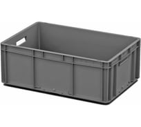 Пластиковый ящик Дигрус евроконтейнер 600x400x220, серый, с гладким дном, с ручками EC6422.1-ЯС/Д