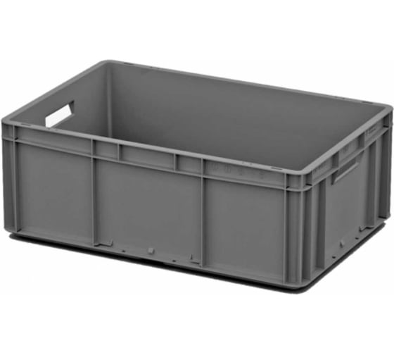 Пластиковый ящик Дигрус евроконтейнер 600x400x220, серый, с гладким дном, с ручками EC6422.1-ЯС/Д