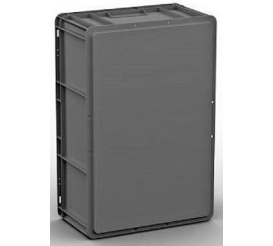 Пластиковый ящик Дигрус евроконтейнер 600x400x220, серый, с гладким дном, с ручками EC6422.1-ЯС/Д