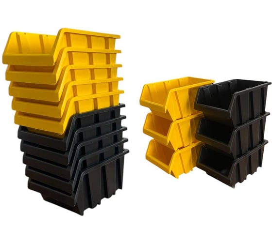Лоток JETTOOLS 150x95x70 для метизов 20 шт желтый 10шт + черный 10шт ЛЖ-ЛЧ-150 наб20