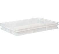 Ящик полимерный Тара.ру 600x400x75 сплошное дно / перф.стенки натуральный мороз 35660