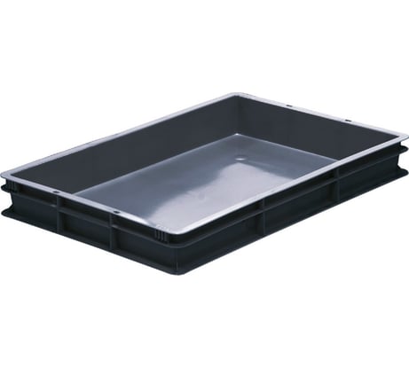 Ящик полимерный Тара.ру 600x400x75 сплошной темно-серый 36163