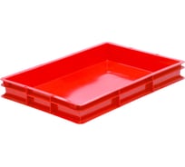 Ящик полимерный Тара.ру 600x400x75 сплошной красный 35654
