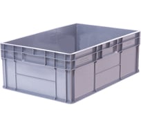 Ящик полимерный Тара.ру 600х400х220 стенки сплошные, дно усиленное, 4 закрытые ручки, цв. серый 32480