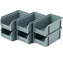 Пластиковый ящик СТЕЛЛА-ТЕХНИК комплект 6 штук V-1-К6-серый