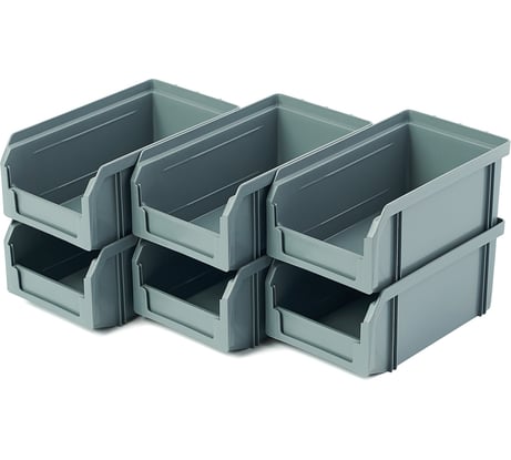Пластиковый ящик СТЕЛЛА-ТЕХНИК комплект 6 штук V-1-К6-серый