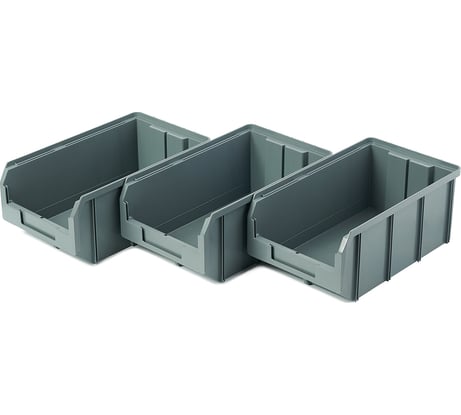Пластиковый ящик СТЕЛЛА-ТЕХНИК комплект 3 штуки V-3-К3-серый
