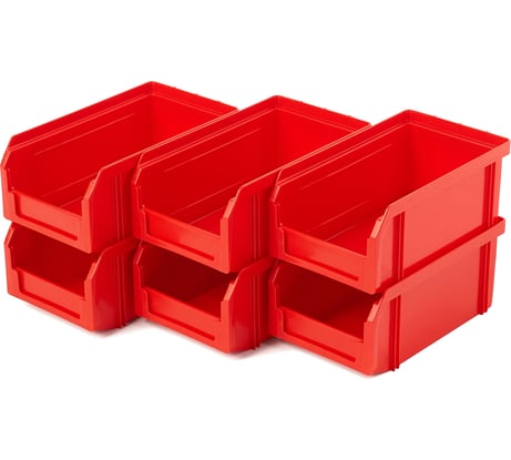 Пластиковый ящик СТЕЛЛА-ТЕХНИК комплект 6 штук V-1-К6-красный