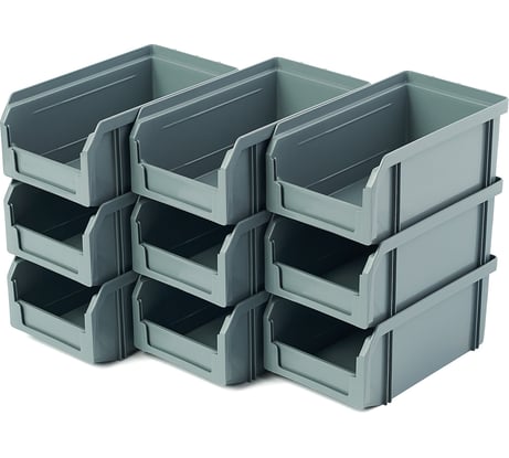 Пластиковый ящик СТЕЛЛА-ТЕХНИК комплект 9 штук V-1-К9-серый