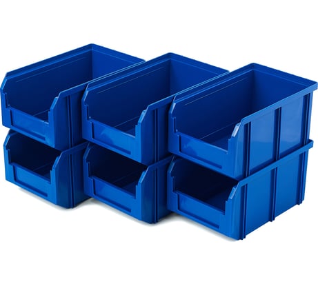 Пластиковый ящик СТЕЛЛА-ТЕХНИК, комплект 6 штук, V-2-К6-синий