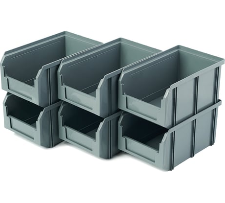 Пластиковый ящик СТЕЛЛА-ТЕХНИК комплект 6 штук V-2-К6-серый