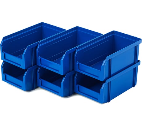 Пластиковый ящик СТЕЛЛА-ТЕХНИК комплект 6 штук V-1-К6-синий