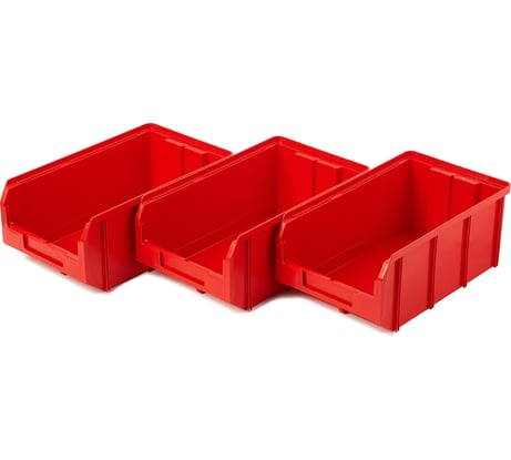 Пластиковый ящик СТЕЛЛА-ТЕХНИК комплект 3 штуки V-3-К3-красный