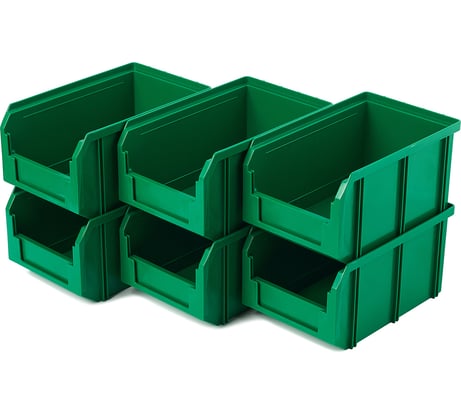 Пластиковый ящик СТЕЛЛА-ТЕХНИК комплект 6 штук V-2-К6-зеленый