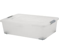 Ящик PLAST TEAM п/п 565х385х168 25л, для хранения, с крышкой, на клипсах, цв. натуральный 38106