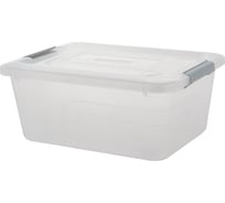 Ящик PLAST TEAM п/п 381х290х172 13л, для хранения, с крышкой, на клипсах, цв. натуральный 38101